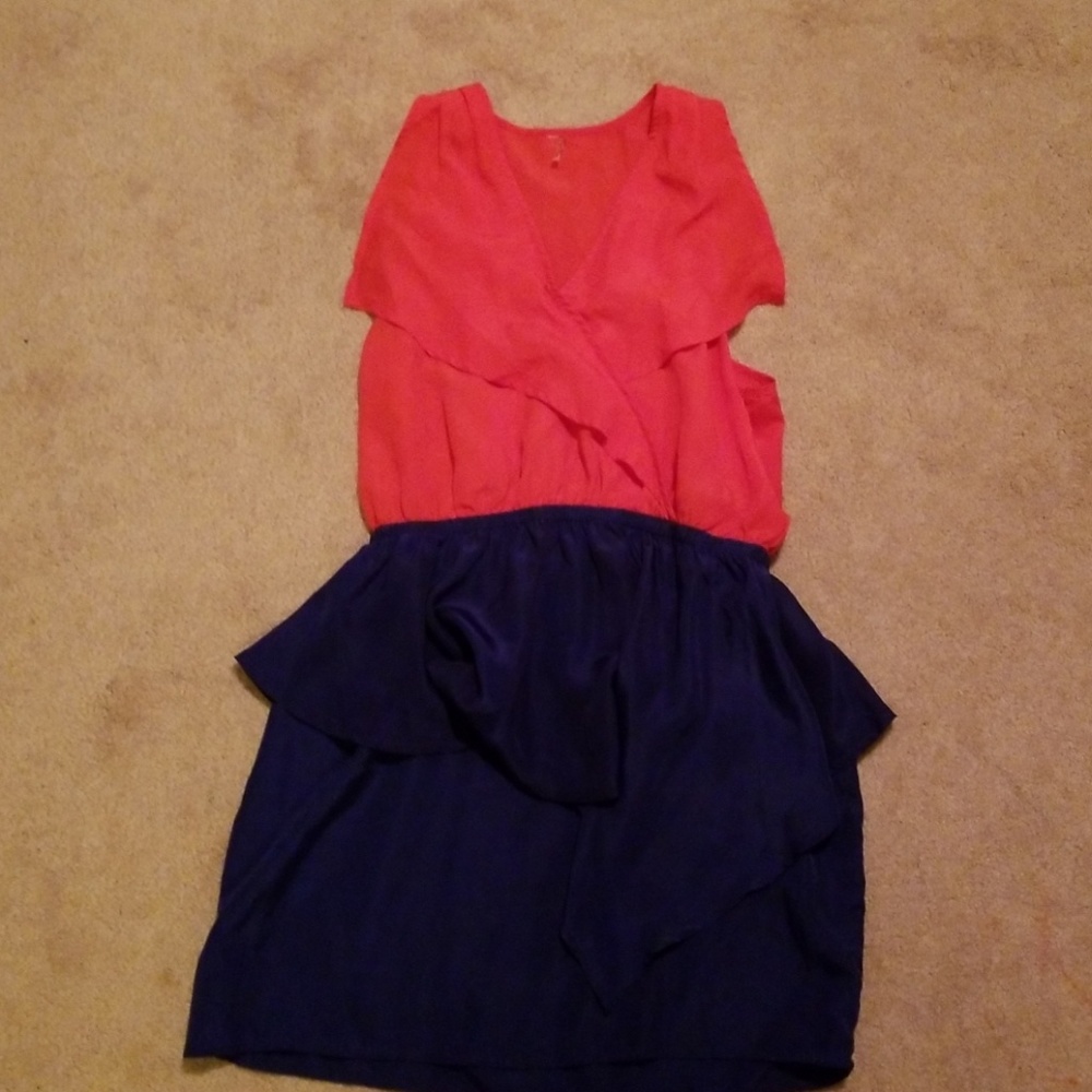Coral and navy dress